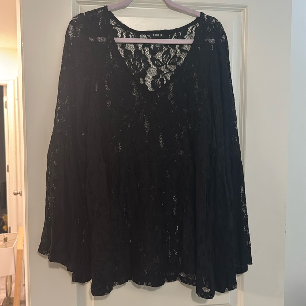 TORRID Peplum Lace Puff Sleeve Top 2X